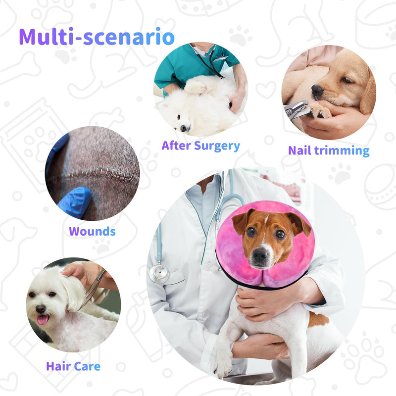 Dog Cone, Y-blue Dog Cone Collar Inflatable Puppy Neck Collar(Rose Purple, XL) X-Large Rose Purple
