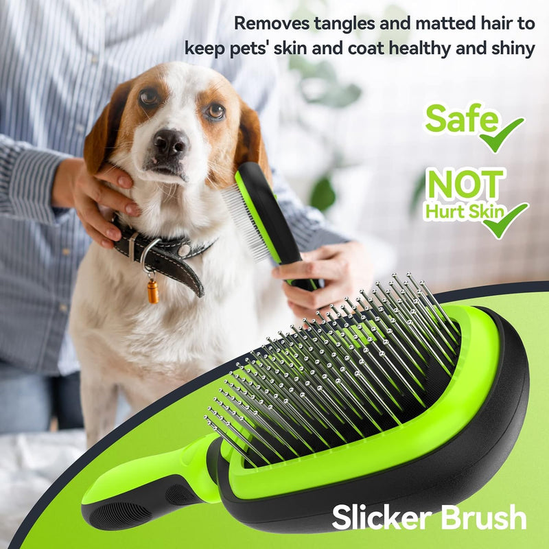 Pet Grooming Brush, Double Sided Detachable Shedding Dog Cat Brush, 5 in 1 Dog Grooming Brush for Shedding Long & Short Haired Dogs, Hair Removing, Bath&Massage, Reduce 95% Shedding Hair - PawsPlanet Australia