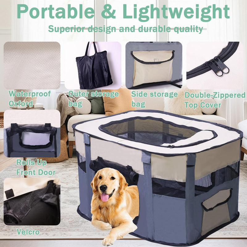 Dog Playpen Portable Cat Dog Playpen for Indoor & Outdoor Foldable Kennel Tent Crate,Water-Resistant Breathable Shade Cover, Dog Crate for Small Animals with Carrying Case - PawsPlanet Australia