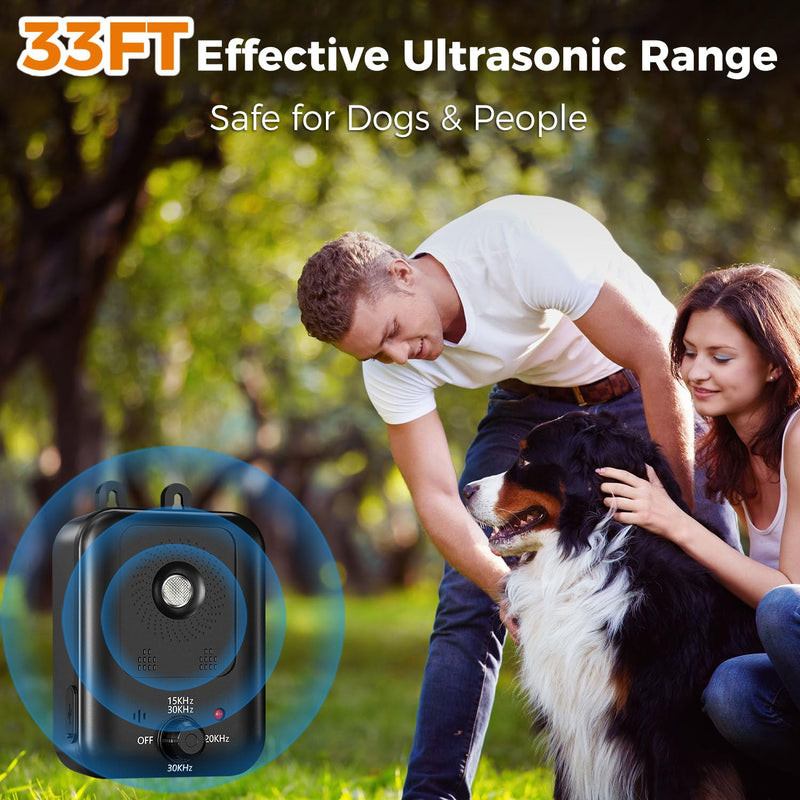 Anti Barking Device for Dogs, Ultrasonic Dog Bark Deterrent Devices, Dog Barking Deterrent Devices, 3 Modes Ultrasonic Bark Box, Dog Barking Stopper Long Range 33ft - for Indoor & Outdoor Use Grey