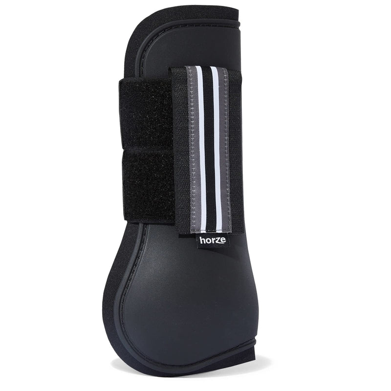 HORZE Adepto Open Front Tendon Boots | Durable Shell with Neoprene Lining - Black - Horse