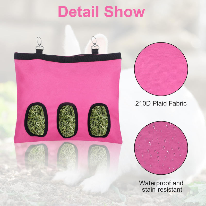 2 Pcs Rabbit Hay Feeder,Guinea Pig Hay Feeder,13×10.8 Inch Guinea Pig Bag,Small Animal Feeding Bag for Rabbits, Hamsters, Hedgehogs(3 Holes,Pink) pink - PawsPlanet Australia