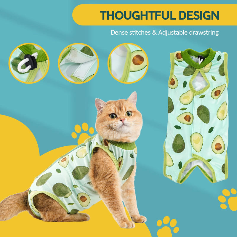 Avont Cat Recovery Suit Bundle with Adjustable Cat Recovery Collar, Soft Lightweight Cone for Cats After Surgery - S