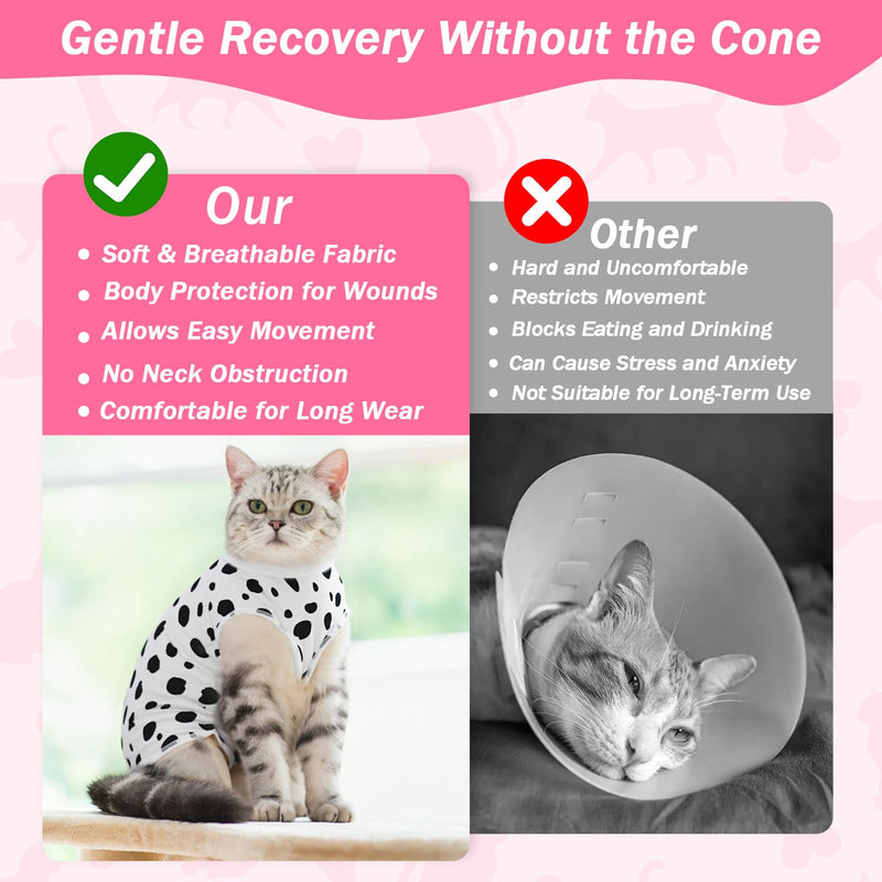 Cat Recovery Suit, Cats Onesie for Cats After Surgery Female Kitten Surgery Suit for Surgical Abdominal Wounds, Cute Cat Spay Recovery Suit Cone of Shame Alternative Anti Licking Cow Large
