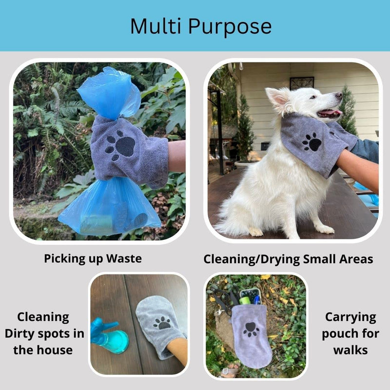 Penny & Niko Microfiber Pet Towel Mitts - Paw Cleaning and Drying Mitts/Gloves for Dogs and Cats (Gray, Standard - 4 Pack) Gray - PawsPlanet Australia