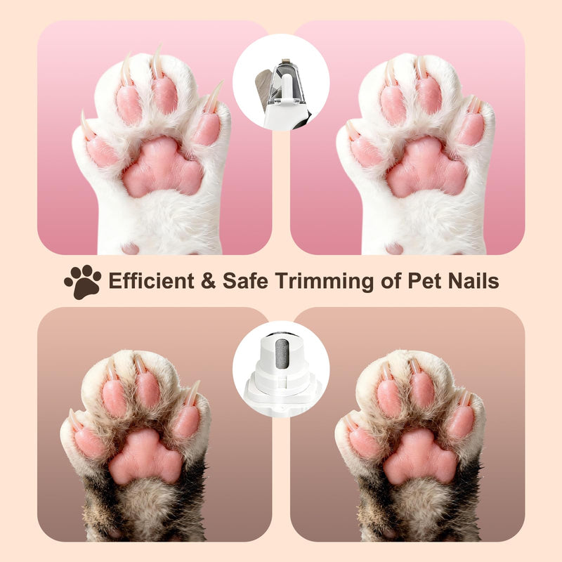 2-in-1 Dog Nail Grinder & Cat Nail Clippers Trimmers for Large Medium Small Dogs Cats Claw Trimmer Quick Sensor with 2 LED Lights Safety Guard USB Rechargeable Dogs Nail Trimmer (White) White - PawsPlanet Australia