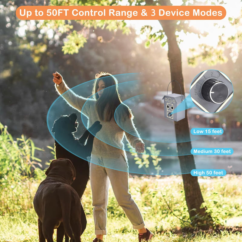 Petmolico Anti Barking Device, Auto Dog Barking Deterrents Control Device with 4 Levels, 20HZ Ultrasonic Gentle Dog Silencer No Bark Training Device 49FT Range Indoor Outdoor, Black - PawsPlanet Australia
