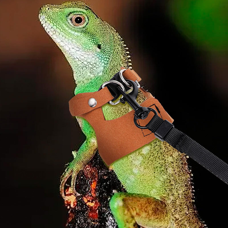 3 Pack Adjustable Harness and Leash Set Soft Leather Lizards Harness Small Animal Traction Rope Strap Bearded Dragon Lizard Training Walking Vest for Reptiles Squirrel Lizard Chinchilla - PawsPlanet Australia