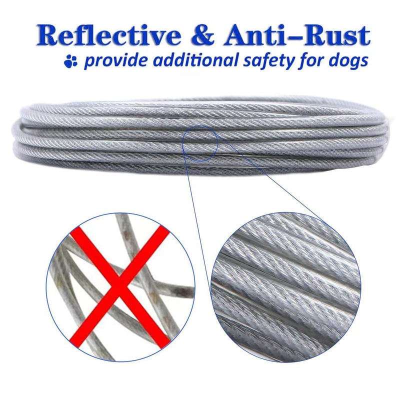 Dog Tie Out Cable for Dogs Outside Up to 125/250lbs,10/20/30/50FT Long Dog Leashes&Chains,Small-Large Dogs Runner Cable for Yard ,Heavy Duty Dog Lead Line for Outdoor,Camping,Yard 250lbs 10FT Silver - PawsPlanet Australia