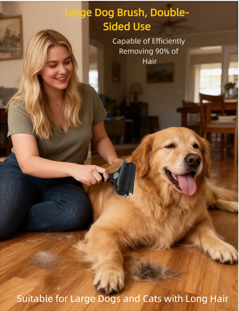 3-in-1 Deshedding Dog Brush, Deshedding Dog Grooming Brush & Undercoat Rake with Dematting Comb for medium to Large Double Coated, 3PCS, Peacock Green ? - PawsPlanet Australia