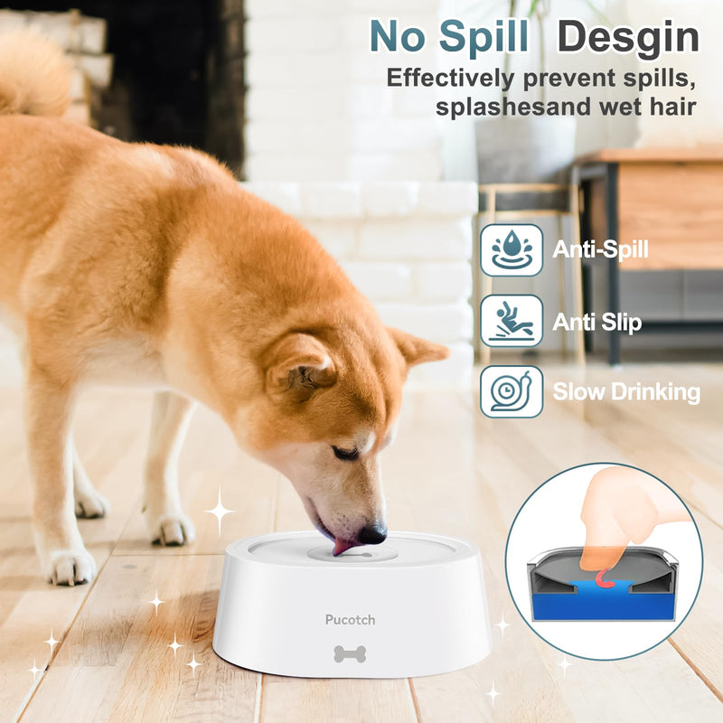 Dog Water Bowl No Spill 2L/70oz Spill Proof Dog Water Bowl Slow Water Feeder for Dogs No Splash Pet Water Bowl Dispenser for Messy Drinkers Vehicle Travel Dog Water Bowl,BPA Free White - PawsPlanet Australia