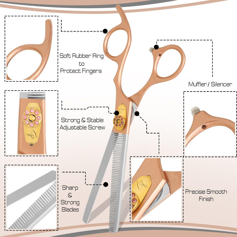 Thinning Shear for Dogs-7.5” Professional Thinning Shear with 56 Teeth, Japanese Stainless Steel,Ergonomic Heavy Duty Sharp and comfortable Blender Scissor for Dog, Cats and other Animals Thinning scissors - PawsPlanet Australia