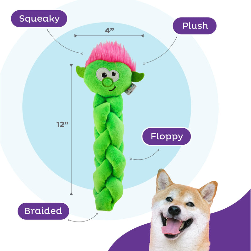 Outward Hound by Nina Ottosson Twistiez Interactive Plush Dog Treat Puzzle, Troll, Small, Green Twistiez Troll - PawsPlanet Australia