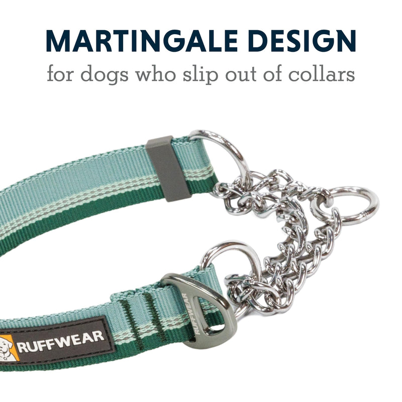 Ruffwear, Chain Reaction Dog Collar, Adjustable Reflective Martingale Escape-Proof Collar with Stainless Steel Chain, Professional Training Control, River Rock Green, 20"-26" 20"-26" - PawsPlanet Australia