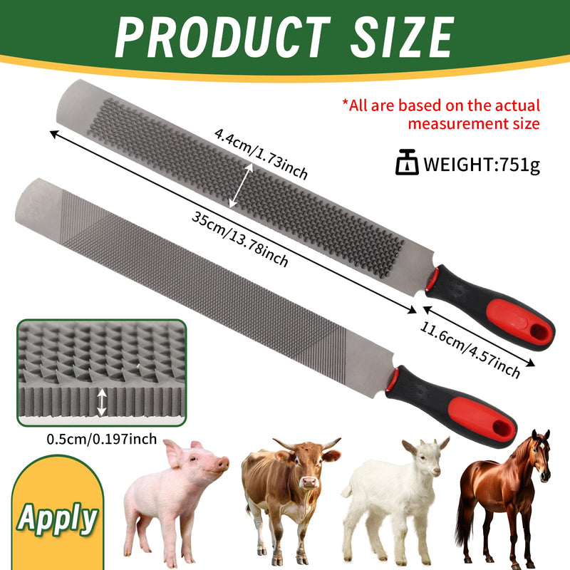 USUNFARN 18 Inch Horseshoe File with Rubber Handle Durable Double-Sided Steel File Hoof Rasp,Carbon Steel Farrier File Tool for Horse Goat Cow Hooves and Wood Working (18 in)