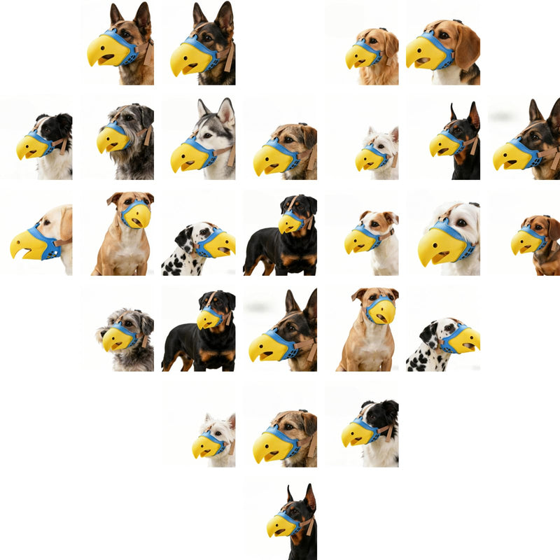 Dog Muzzle for Large & Medium Sized Dogs, Bite Proof & Anti Licking - Soft TPR Safety Muzzle with Adjustable Hawk-Beak Design for Walking, Grooming, Vet Visits, Gentle and Breathable Yellow-blue L - PawsPlanet Australia