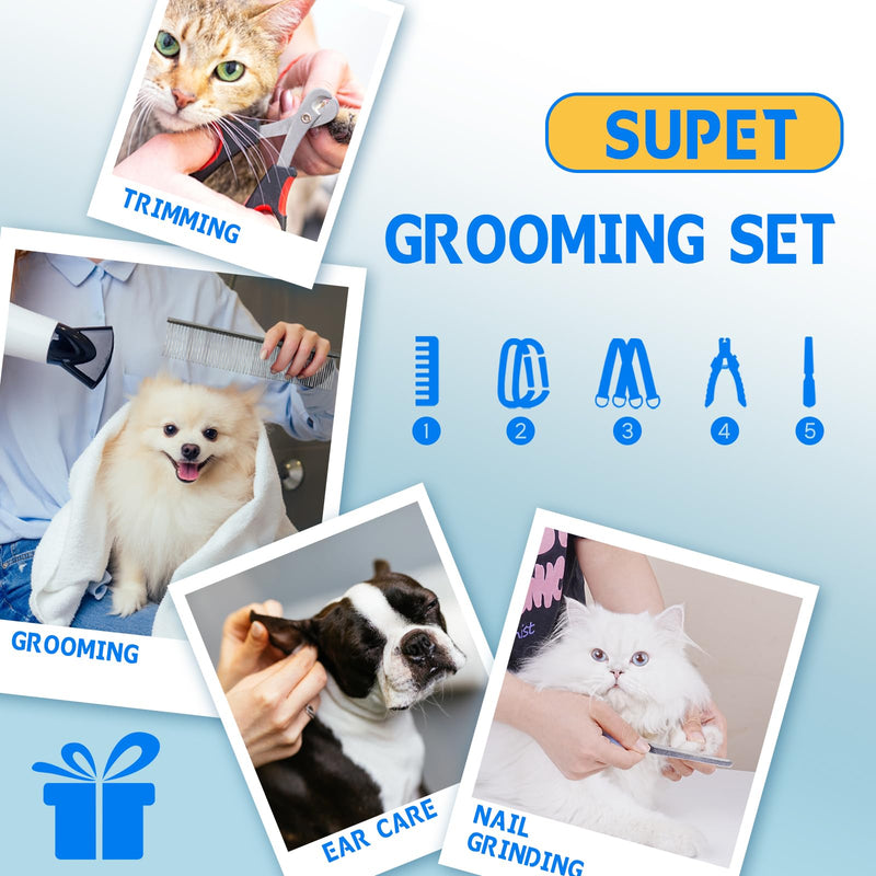 Supet Dog Grooming Hammock Harness for Dogs Cats, Relaxation Pet Nail Clipper Hammock, Restraint Dog & Small Animal Leashes Sling for Groomingk for Nail Trimming (Blue, XS) XS（ Max 16 Lb：Leg space: 6"-9.5"） Blue - PawsPlanet Australia