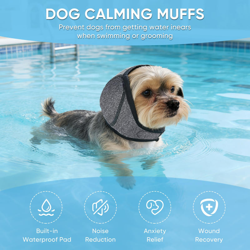 Dog Calming Hoodie,Ear Wrap Hematoma for Dogs,Dog Ear Muffs Noise Protection, Adjustable Head Cover for Anxiety Relief (Grey, Large(Head Circle:18"-24",Weight:66-94 lb)) Grey Large(Head Circle:18"-24",Weight:66-94 lb)