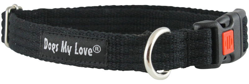 Cotton Web Adjustable Dog Collar with Locking Device 4 Sizes Black (Small: Neck 11.5"-15.5"; Width 1/2") Small: Neck 11.5"-15.5"; Width 1/2" - PawsPlanet Australia
