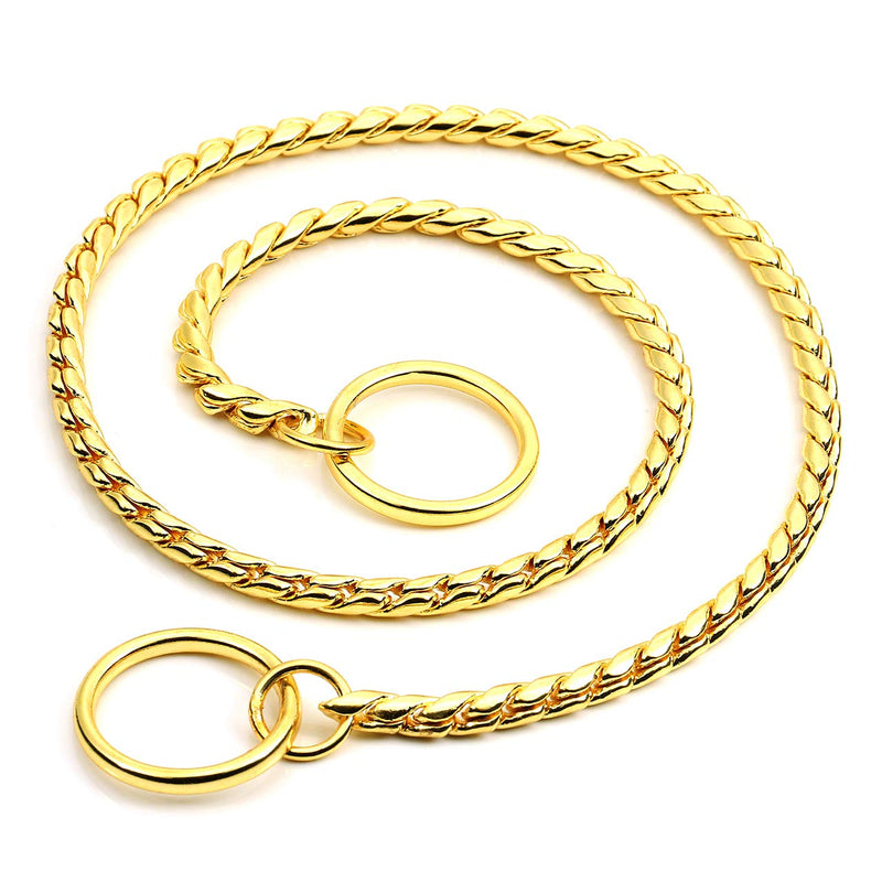 Mogoko Stainless Steel Dog Choke Chain Collar, Puppy Metal Snake Chain Pet Show Slip Collar Choker for Training Walking (Gold;24.0"*5.0mm) 5.0mm x 24.0 inch Gold - PawsPlanet Australia