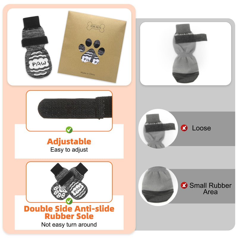 Dog Socks to Prevent Licking Paws,Grippy Socks for Senior Dog,Dog Booties for Small Medium Large Dogs Paw Protector with Grips for Hardwood Floor,Non Slip Socks for Hot/Cold Pavement,Fall Paw Grey S(Paw Width:1.8") - PawsPlanet Australia
