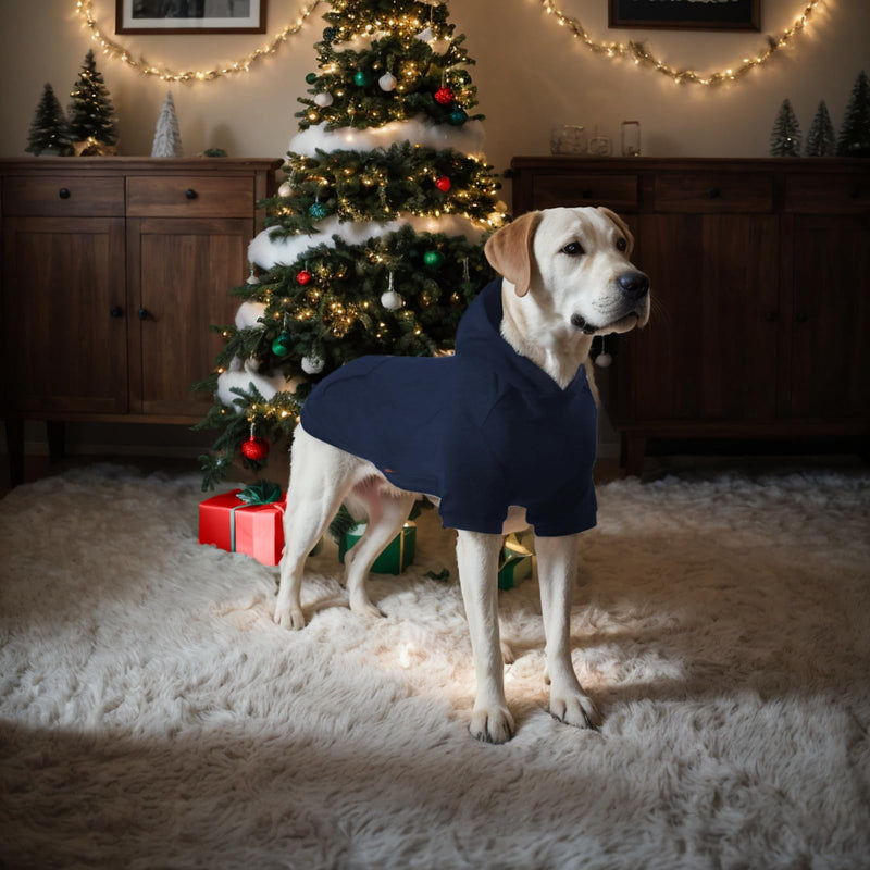 Basic Dog Hoodie, Soft Pet Hoodie Sweater with Leash Hole and Pocket, Cotton Puppy Sweatshirt Fashion Outfit for Small Medium Large Dogs- Navy Blue (Medium) - PawsPlanet Australia