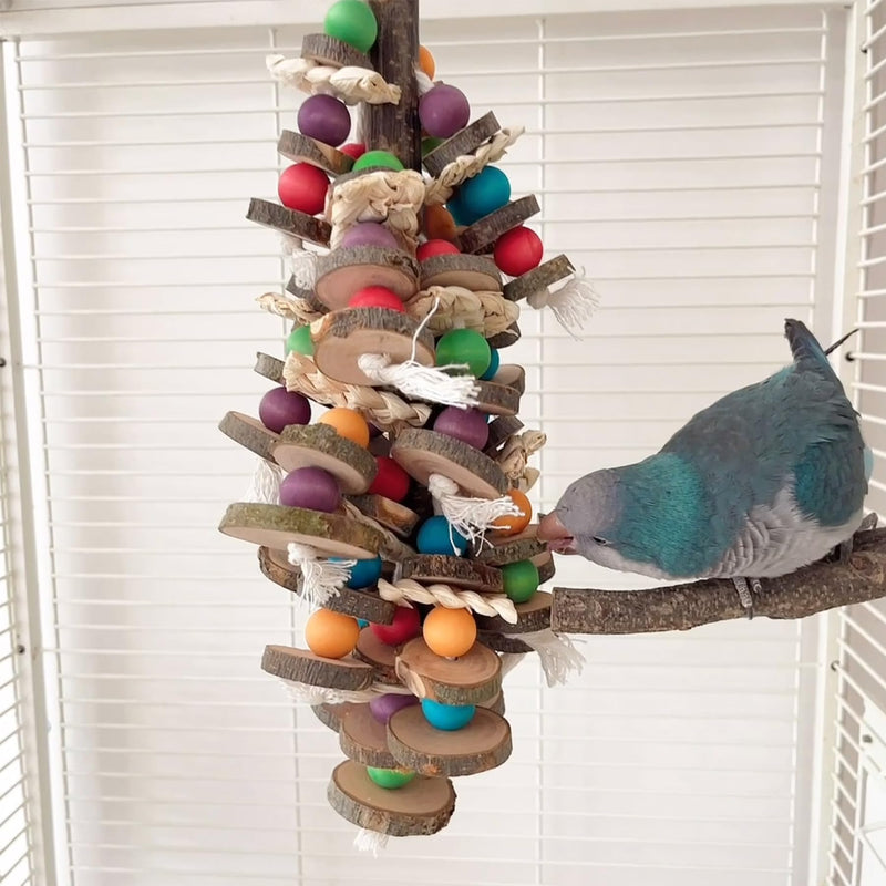 Bird Toys, Medium-Large Birds for Amazon Parrots, Cockatiels, Macaws, African Grey(Branch) Colorful2 - PawsPlanet Australia