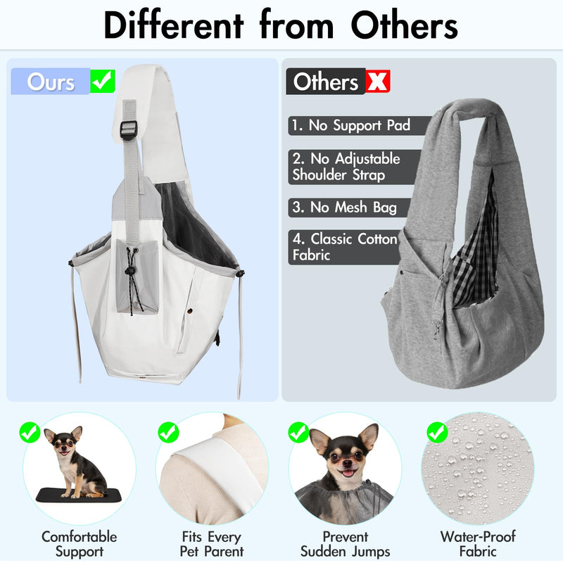 Dog Carrier Sling, Dog Carriers for Small Dogs & Cats with Pockets, Puppy Carrier Sling 15 lbs Machine Washable, Adjustable Shoulder Strap, Hands Free for Family Outdoor Use (Grey) Grey - PawsPlanet Australia