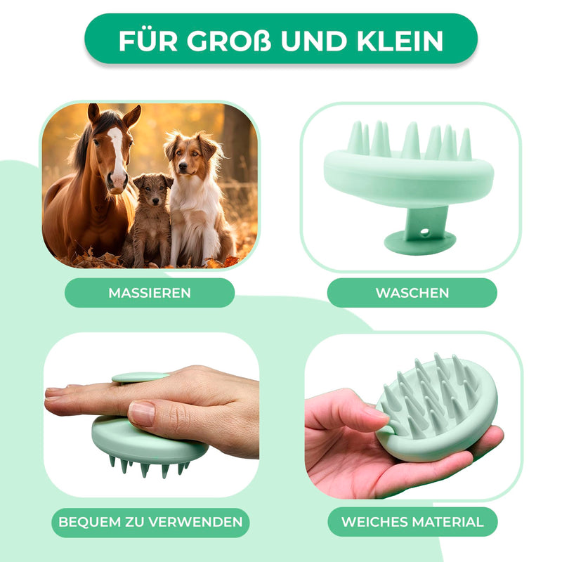 Premium Brush Dog Brush Cat Brush Dog Care Massage Brush Bath Brush Soft Silicone Bristles Dogs Cats Short Hair & Long Hair Rubber Curry for Brushing Loose (Light Green) light green