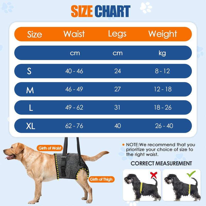 Eyein Adjustable Dog Lifting Harness - Comfortable Dog Sling Hip Support for Back Legs, Soft Hind Assistance Vest for Senior, Injured, Arthritic, Disabled and Aid After Acl Surgery(Grey,L)