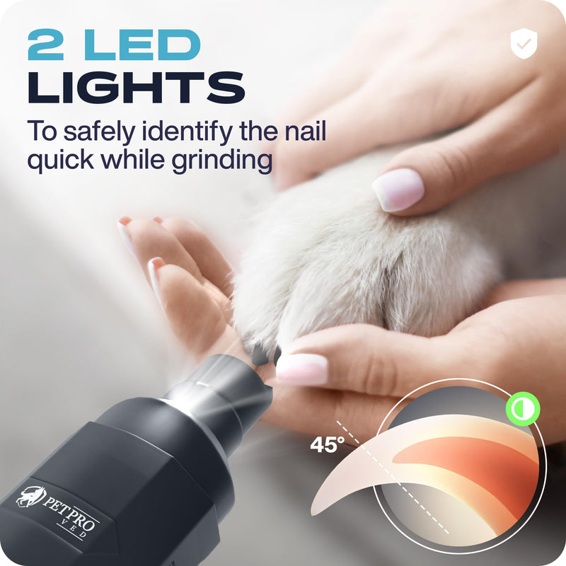 PETPROVED Dog Nail Grinders Silent Dog Claw Grinder Dog Nail Grinder for Dogs Claws Safe Dog Nail Trimmer Electric Pet Nail Grinder for Dogs Nail File Grey