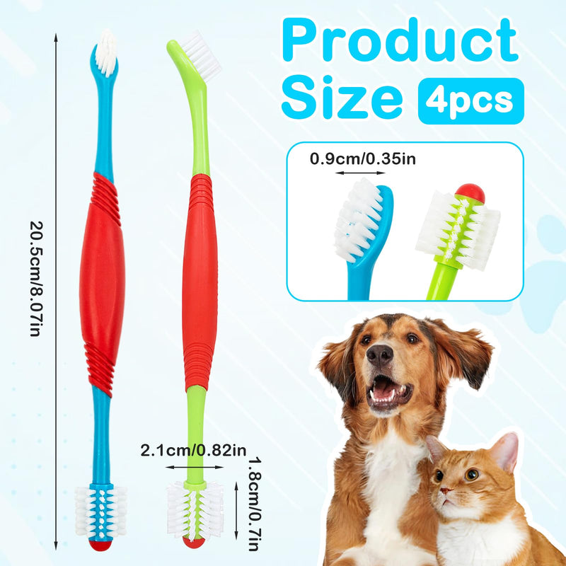 4 PCS Dog Toothbrush, 360 Degree Soft Double Headed Pet Toothbrush, Dogs Cleaning Tooth Brushing Kit for Dogs Cats Teeth Cleaning (Blue, Green) Blue, Green