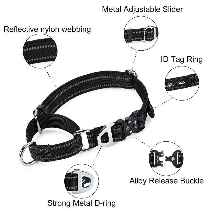 JIPIMON Martingale Dog Collar Reflective Nylon Soft Cushion Alloy Buckle Training Pet Collar Small Medium and Large Dogs Dark blue - PawsPlanet Australia
