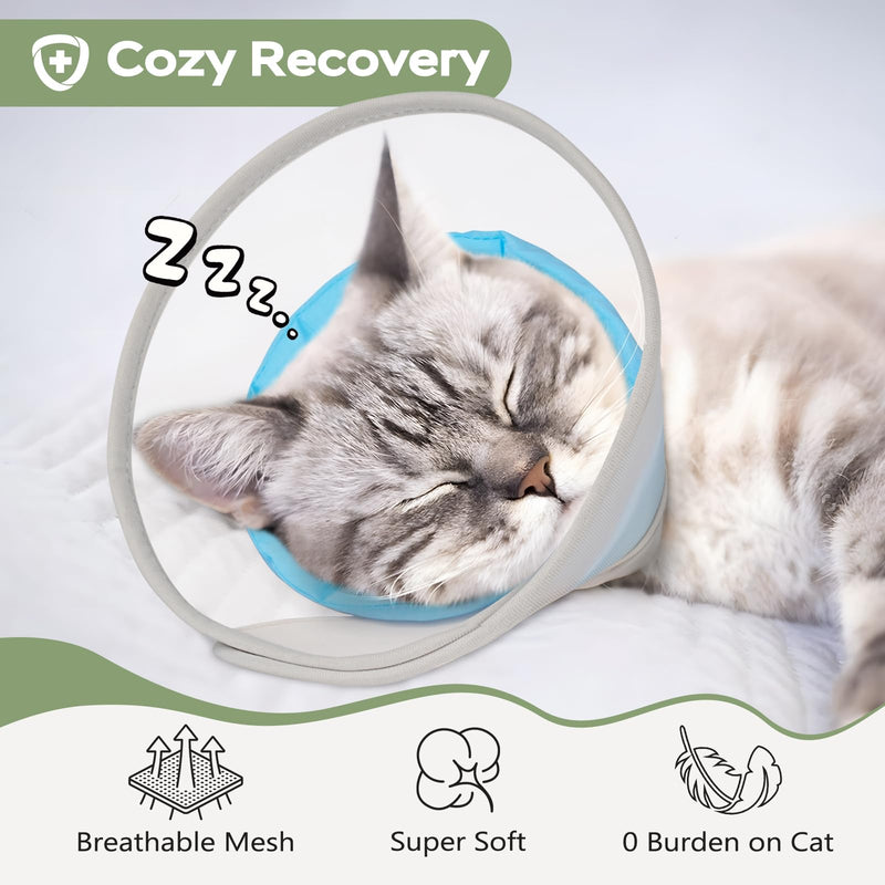 Cat Cone Collar Soft: Comfortable Waterproof Mesh Recovery Cone After Surgery to Stop Licking and Scratch, Alternative to Plastic Elizabeth Head/Neck Cone Blue M