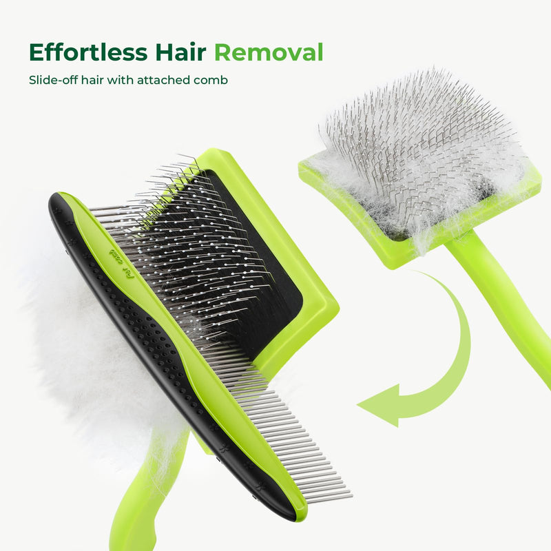 pecute Slicker Dog Brushes for Grooming, Dog Brush for Cockapoo, Cavapoo, Ergonomic Cat Grooming Brush with 15mm Rounded Pins to Detangle Knots, Remove Loose Hair, Soft Pad for Sensitive Pet Skin, S Small