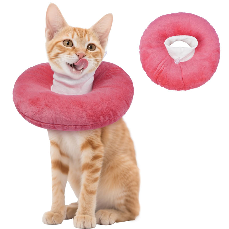 BRKURLEG Cat Cone Collar Soft, Cute Cat Recovery Cones, Soft Protective Pet Neck Cone, Adjustable Kitten Cones to Stop Licking, Pet Anti-Lick Wound Healing Elizabethan Collar, Pink, L Large