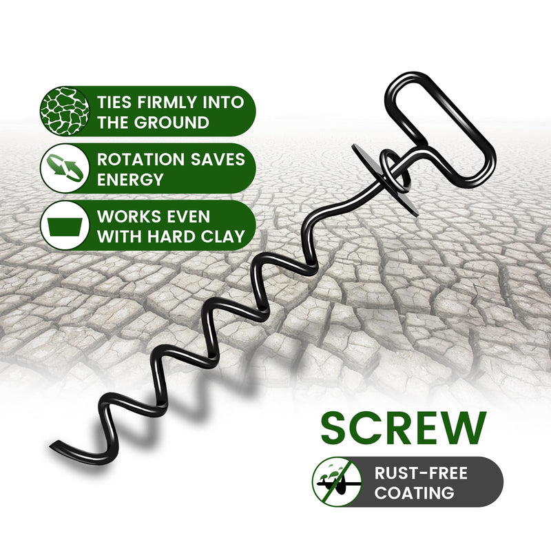 Dog Stake, Heavy Duty Dog Tie-Outs & Stakes (140LBS), Screw in Dog Yard Stake, Yard Stake for Dogs, Easy Installation, Suitable for Yard, Park, Beach, Camping - PawsPlanet Australia