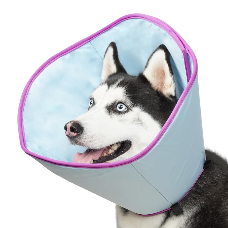 BARKLESS Dog Cone, Soft Cone for Puppies and Cats After Surgery to Stop Licking, Adjustable Elizabethan Collar for Neuter Surgery, Lightweight Recovery Collar Light blue XS