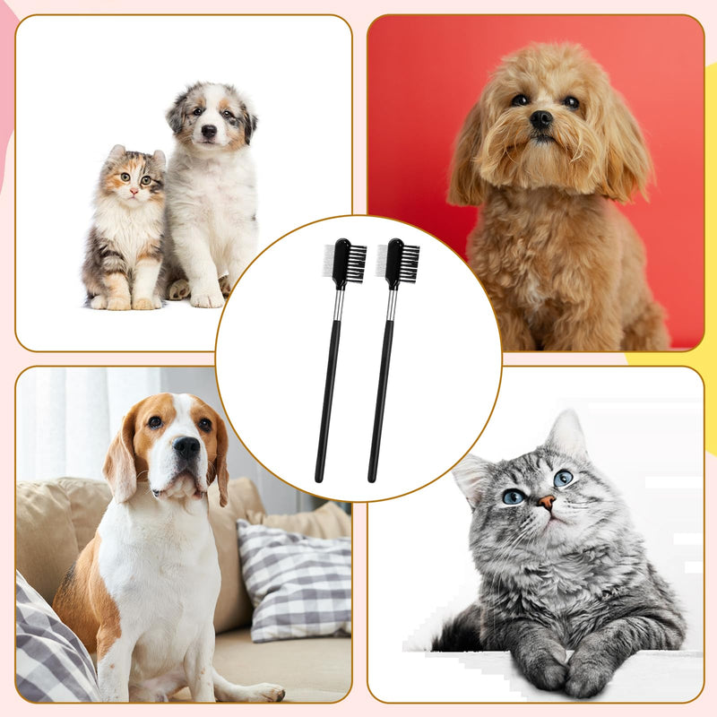 2 PCS Double-Sided Dog Grooming Combs, Dog Eye Combs Soft Bristles Dog Eye Cleaning Brush Facial Brush and Tear Stain Removal Tool for Dogs Puppies and Cats Removing Booger Flea Gunk Crust Mucus - PawsPlanet Australia