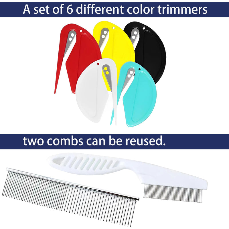 pet supplies，fur remover tool，pet knot opener，cat grooming supplies，dog grooming tools，dematting comb for cats（5 Pcs Knotting Comb for Cats +Grooming Combs ） - PawsPlanet Australia