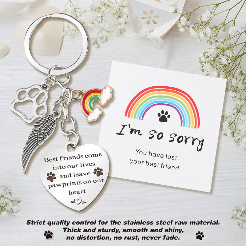 Pet Memorial Keychain Cat and Dog Memorial Gifts, Memorial Gifts for Loss of Pet Leave Pawprints on Our Heart Rainbow Bridge Pet Keychain Memorial Gift - PawsPlanet Australia