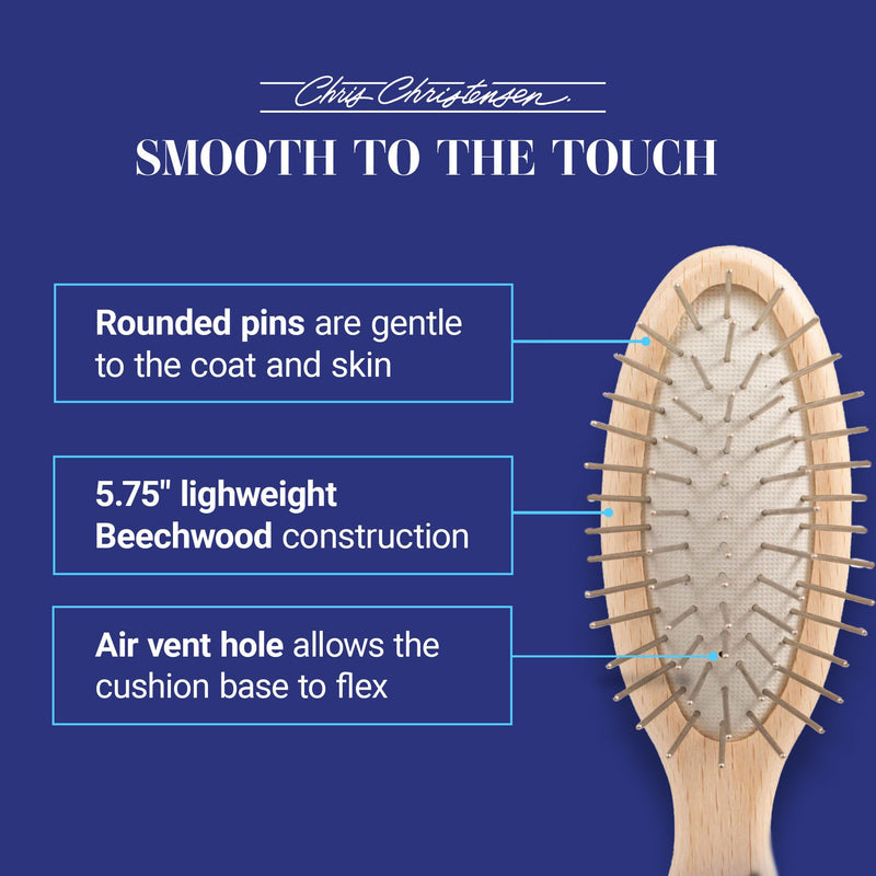 Chris Christensen Dog Brush, 5.75" x 1.25" Little Wonder Pin Brush (20mm), Original Series, Groom Like a Professional, Stainless Steel Pins, Lightweight Beech Wood Body, Ground and Polished Tips Brown 20mm-Mini