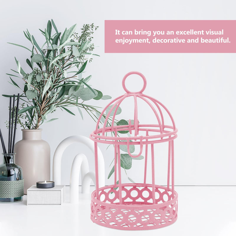 Metal Wall Hanging Bird Cage Mini Desktop Storage Decor Hollow Iron Bird Cage Organizer Home Office Desktop Decor 3pcs Tealight Holder - PawsPlanet Australia