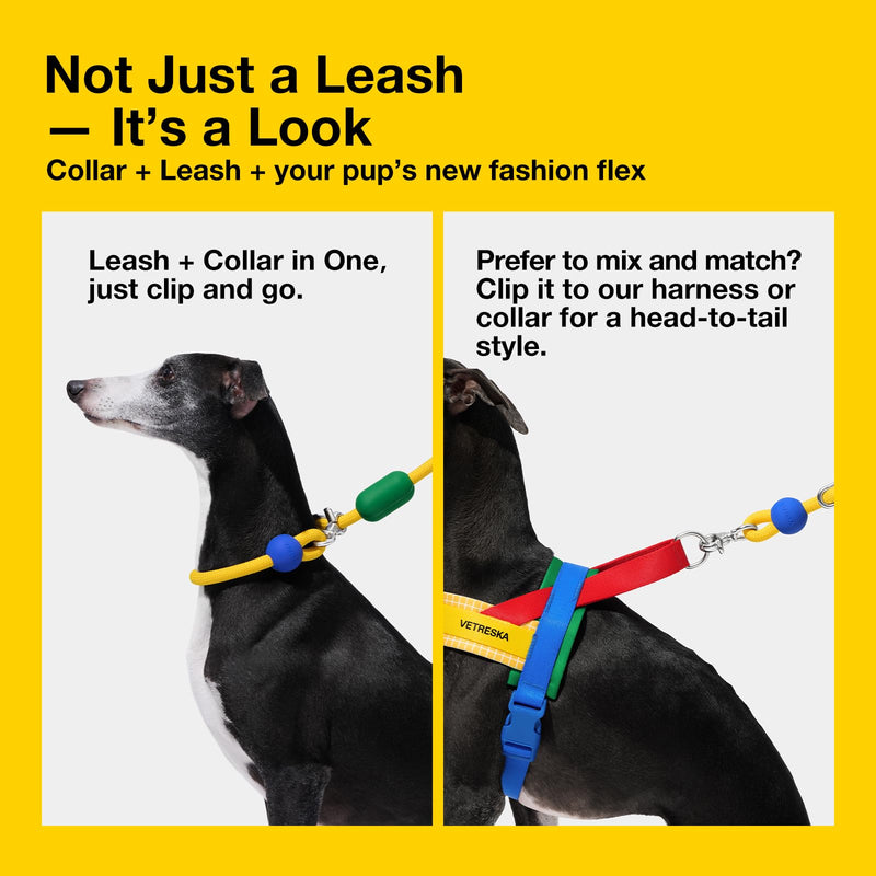 VETRESKA Hands-Free Dog Leash, 8FT Adjustable Rope Leash for Medium Large Dogs, Waist/Crossbody Slip Lead Leashes for Walking, No Pull Dog Leashes with Bag Dispenser, 2 in 1 Walk Kit (Chroma) Chroma Yellow - PawsPlanet Australia