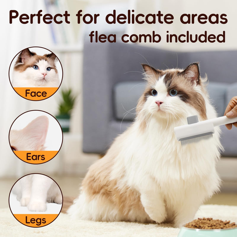 Deshedding Brush with Metal Comb for Detangling and Dematting Long, Flea Comb Cat Combs with Long & Short Stainless Steel Teeth, Matted Fur on Cats and Dogs (3 Pack) - PawsPlanet Australia