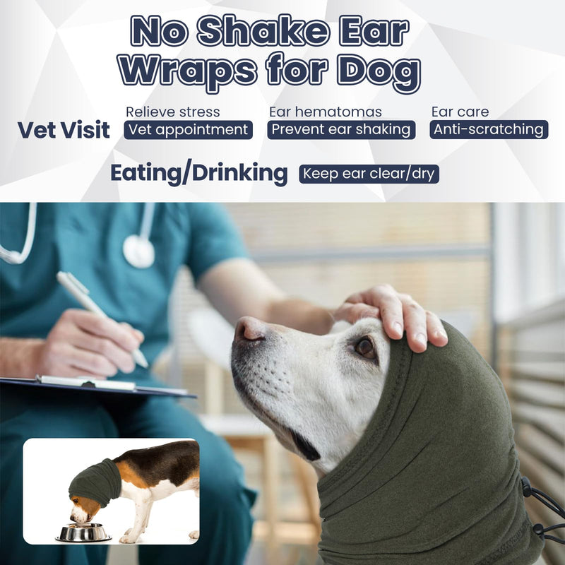 Nanaki Dog Calming Hoodie,Upgrade Anti-Slip Hematomas Ear Wraps For Dogs Ear Covers,Adjustable Dog Ear Muffs Noise Protection,Fireworks Dog Ear Protector Dog Grooming Ear Cover Dog Head Wrap Dog Snood Large Green - PawsPlanet Australia