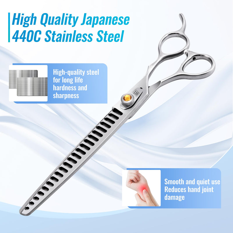 Fenice Professional Dog Grooming Scissors: 8 inch Chunker Shears for Dogs Trimming Made Of Japanese 440C Stainless Steel Yellow Diamond 8.0 inch - PawsPlanet Australia