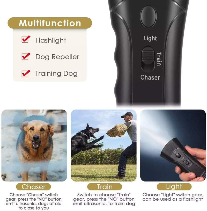 Ultrasonic Dog Trainer Device Electronic Dog Deterrent/Dog Barking Control Devices Training Tool Stop Barking Sonic Dog Repeller (Black) - PawsPlanet Australia