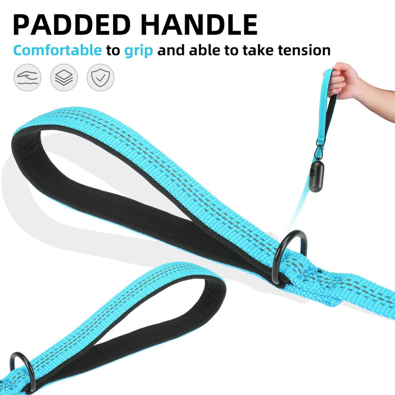PUPTECK Reflective Dog Leash with Comfortable Padded Handle Durable Nylon Dog Lead for Small Medium and Large Dogs Cats Walking Running Training Outside, Teal, M 4.9 FT - PawsPlanet Australia