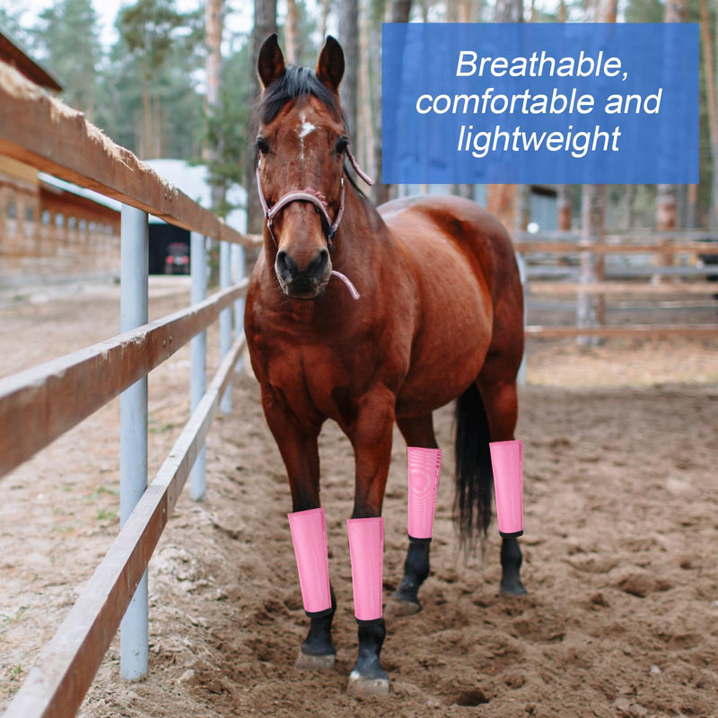 Set of 8 Mesh Fly Boots for Horse Breathable Mesh Horse Boots Protective Loose Wraps Adjustable for Preventing Legs Reduces Flies and Mosquitoes Bites(Blue, Pink,S) S Blue, Pink